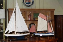 Two vintage fully rigged pond yachts
