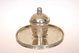 GEORG JENSEN, A DANISH SILVER INKWELL, WITH DATE MARK FOR 1919, 830 standard and design number 150,