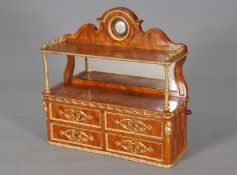 A FINE FRENCH KINGWOOD AND ORMOLU WALL HANGING CABINET,