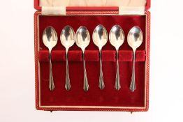 A SET OF SIX LIBERTY & CO SILVER COFFEE SPOONS, Birmingham 1921, in a box.