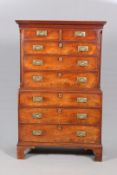 A GEORGE III MAHOGANY CHEST ON CHEST,