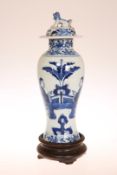 A CHINESE KANGXI STYLE SLENDER BALUSTER VASE AND COVER, late 19th Century,