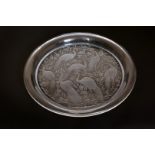 A LARGE LALIQUE "NIGERIAN" CHARGER, with peacocks design, etched Lalique, France.