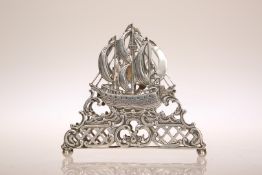 A CONTINENTAL SILVER LETTER RACK, LATE 19th CENTURY, stamped 800,