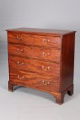 A GEORGE III MAHOGANY CHEST OF DRAWERS,