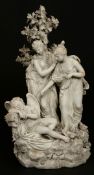 A DERBY BISQUE PORCELAIN FIGURE GROUP, LATE 18th CENTURY, THE AWAKENING OF CUPID,