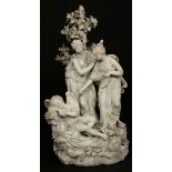 A DERBY BISQUE PORCELAIN FIGURE GROUP, LATE 18th CENTURY, THE AWAKENING OF CUPID,