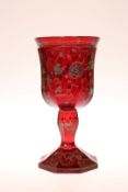 A 19th CENTURY BAVARIAN RUBY CASED GLASS GOBLET,