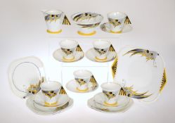 A RARE SHELLEY MODE TEA SERVICE, in the Butterfly Wing pattern, no.