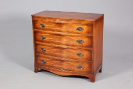 A REGENCY STYLE MAHOGANY BOW-FRONT CHEST OF DRAWERS, with slide over four long graduated drawers,