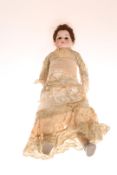 AN ARMAND MARSEILLE BISQUE HEAD DOLL, no. 370, with lace dress.