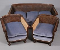A NEO-CLASSICAL REVIVAL CARVED MAHOGANY BERGERE SUITE, CIRCA 1900,
