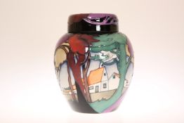 A MOORCROFT "PEGGYS HOUSE" GINGER JAR AND COVER, number 38 of a limited edition of 50,