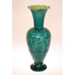 A LARGE LINTHORPE POTTERY TURQUOISE GLAZED VASE, in Hispano-Moresque style,