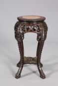 A CHINESE MARBLE-INSET HARDWOOD STAND, LATE 19TH CENTURY,