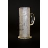 A BOHEMIAN GLASS STEIN, 19TH CENTURY, cylindrical with disc foot,