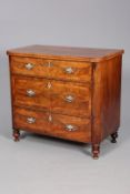 A CONTINENTAL 19TH CENTURY MAHOGANY CHEST OF DRAWERS,