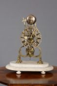 A VICTORIAN BRASS SKELETON CLOCK, MID 19TH CENTURY, of typical architectural form,