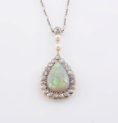 A LATE VICTORIAN OPAL AND DIAMOND PENDANT,