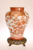 A JAPANESE KUTANI BALUSTER VASE, MEIJI PERIOD, decorated with birds and foliage, signed,