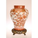 A JAPANESE KUTANI BALUSTER VASE, MEIJI PERIOD, decorated with birds and foliage, signed,