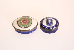 TWO BILSTON ENAMEL PATCH BOXES, LATE 18th CENTURY, the larger of oval form,