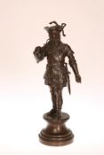AFTER ALFRED BARYE (1839-1882), WILLIAM TELL, A PATINATED BRONZE FIGURE, on an integral socle,
