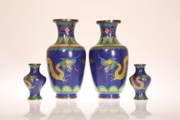 A PAIR OF CLOISONNE VASES, CIRCA 1920, of baluster form,