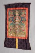 A HAND-PAINTED THANGKA, BUDDHA WITH CONSORT, Tibetan, late 19th or early 20th Century.
