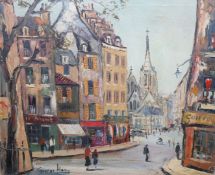 GEORGE HANN (1900-1979), PARISIAN STREET SCENE, signed lower left, oil on canvas, framed.