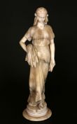 A LATE 19th CENTURY ALABASTER FIGURE OF RUTH, modelled carrying a wheatsheaf,
