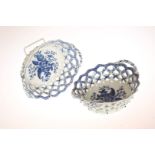 A PAIR OF LOWESTOFT BASKETS, CIRCA 1775-1800, in the Worcester manner,