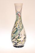A LARGE MOORCROFT "FISHING IN WHITE" VASE, trial, first quality.