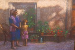 JOHN MACKIE (SCOTTISH, BORN 1953), MOTHER AND CHILD, signed and dated lower right, pastel, framed.