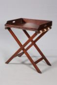 A GEORGIAN MAHOGANY BUTLERS TRAY, on a folding X-form stand.