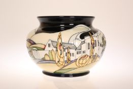 A LARGE MOORCROFT "WINDY HILL" JARDINIERE, trial piece dated 20.11.17, first quality.