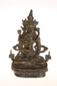A SINO-TIBETAN BRONZE GROUP OF DORJE SEMPER WITH CONSORT, 20th century, in characteristic pose,