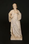 A 19th CENTURY CARVED MARBLE FIGURE OF THE PROPHET NATHAN, modelled standing,