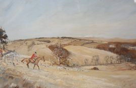 TOM CARR (1912-1977), HUNTSMAN AND HOUNDS, PROBABLY THE ZETLAND, signed and dated 1951 lower right,