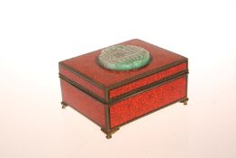 A JAPANESE ENAMEL BOX, EARLY 20th CENTURY, in red and gilt enamel,