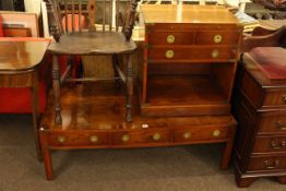 Yew three drawer coffee table and matching three drawer cabinet (2)