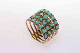 Turquoise ring, of four hinged sections,