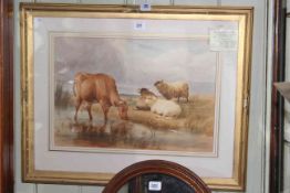 Thomas Sidney Cooper, Cattle and Sheep, in landscape, signed lower left, numbered 874 lower right,