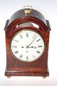 Late 19th Century inlaid mahogany bracket clock with brass handle,