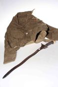 Home Guard khaki jacket and a kris with steel blade and ivory mounted handle