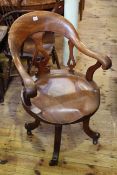 Early 20th Century mahogany swivel desk chair