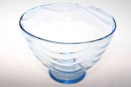 Whitefriars glass wave ribbed ice blue bowl, designed by William Butter,