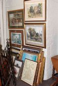 Large collection of framed prints and pictures including set of four signed Sturgeon prints