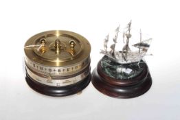 Table clock by Charles Frodsham, surmounted with silver galleon, The St.