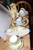 Aynsley, Paragon and Royal Albert cabinet cups and saucers, Crown Devon dish,